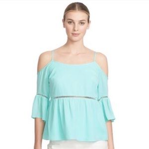 1.state Cold Shoulder Bell Sleeve Babydoll  Top